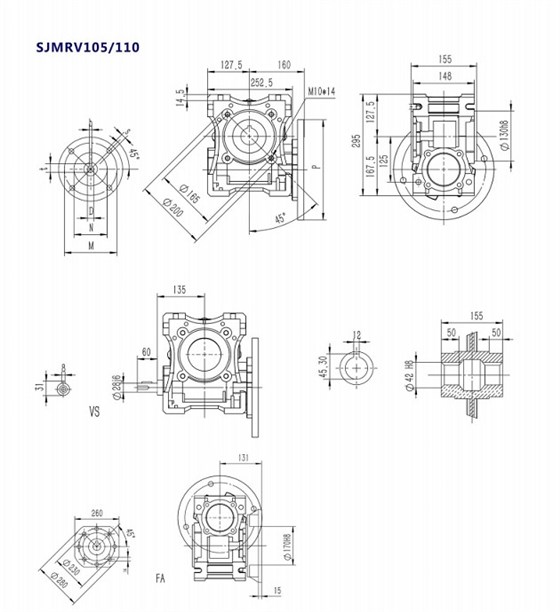 SJMRV105型號蝸輪蝸桿減速機產(chǎn)品安裝尺寸.jpg SJMRV105型號蝸輪蝸桿減速機產(chǎn)品安裝尺寸.jpg